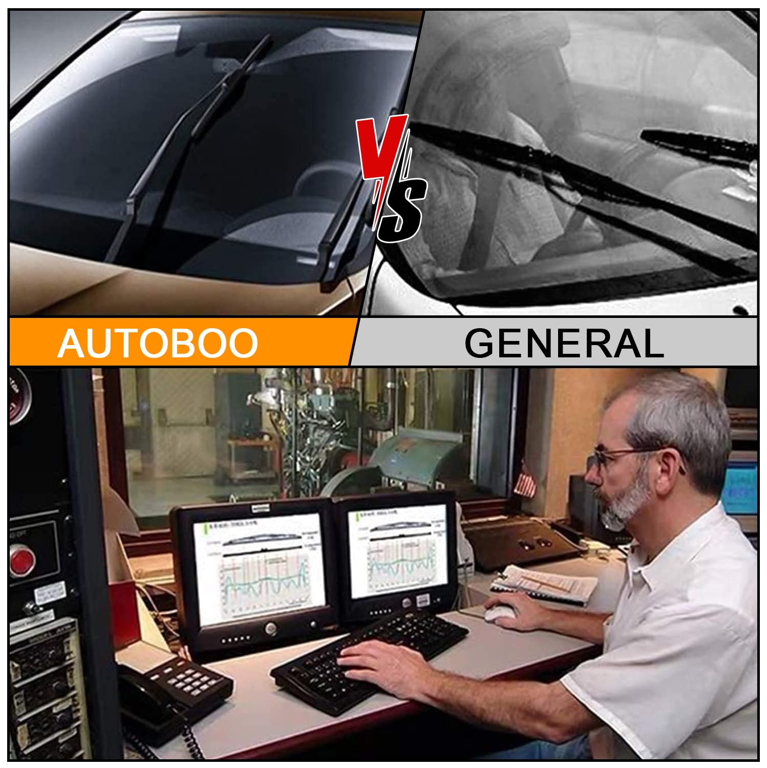 AUTOBOO 24in quiet operation image emphasizing smooth, low-noise wiping.