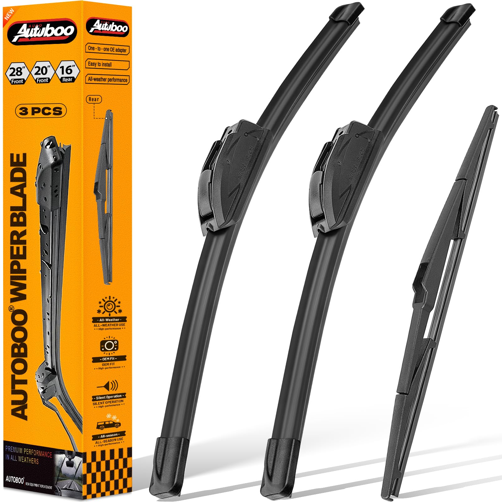 AUTOBOO 28-inch front wiper blade for Toyota Sienna delivers clear rain visibility.