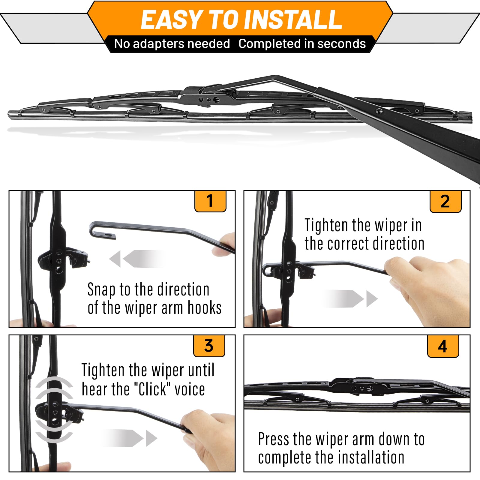 AUTOBOO easy-install blade with J/H hook connects quickly.