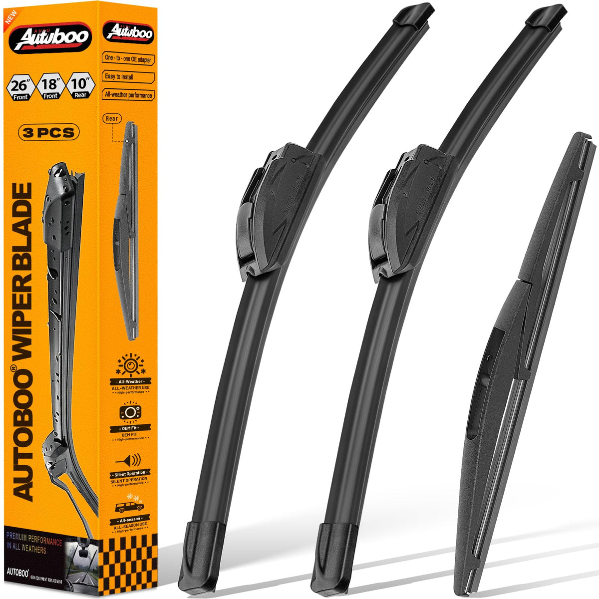 AUTOBOO front 26-inch HR-V blade in action for crisp, streak-free visibility on highway drives
