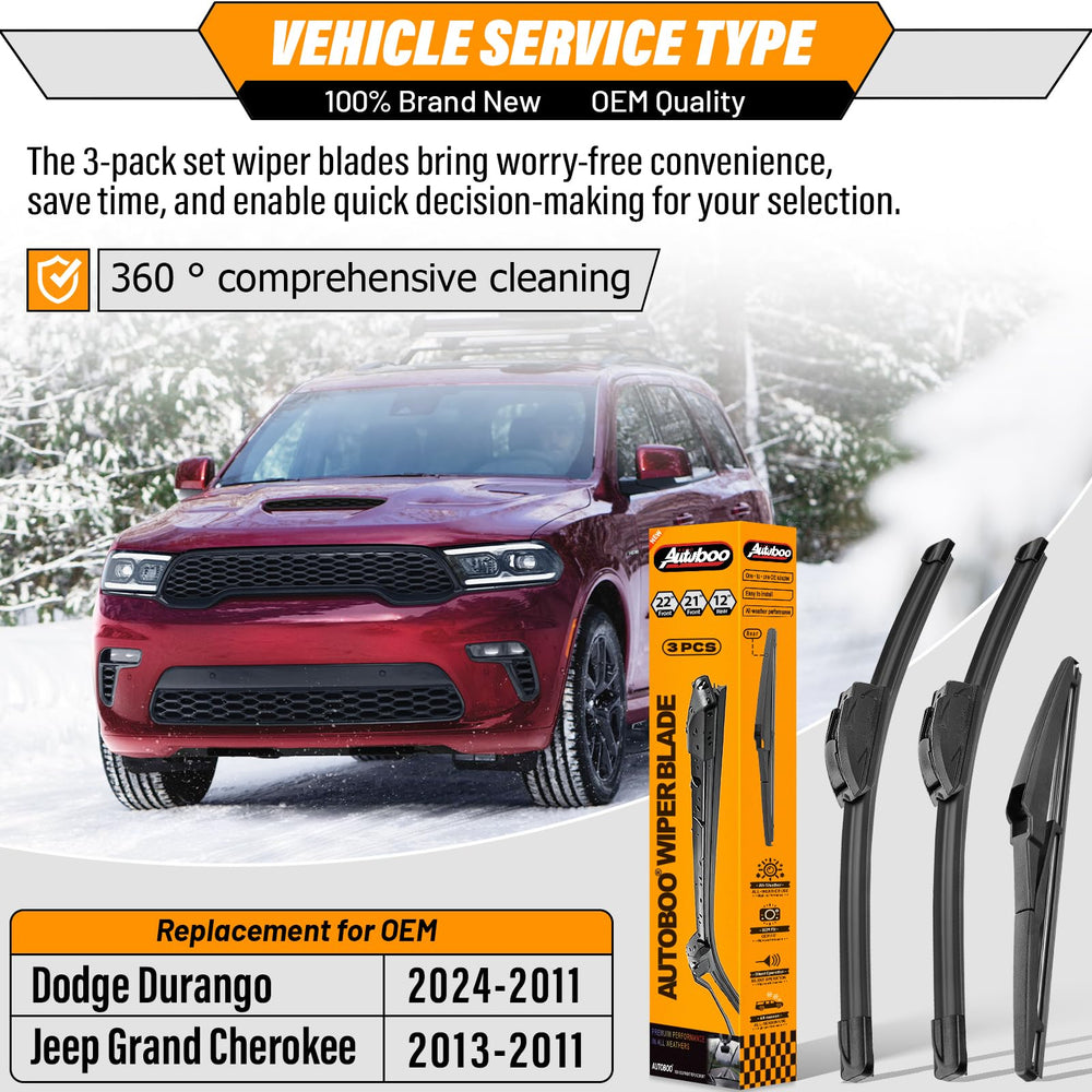 AUTOBOO 12-inch rear wiper blade for Durango and Grand Cherokee