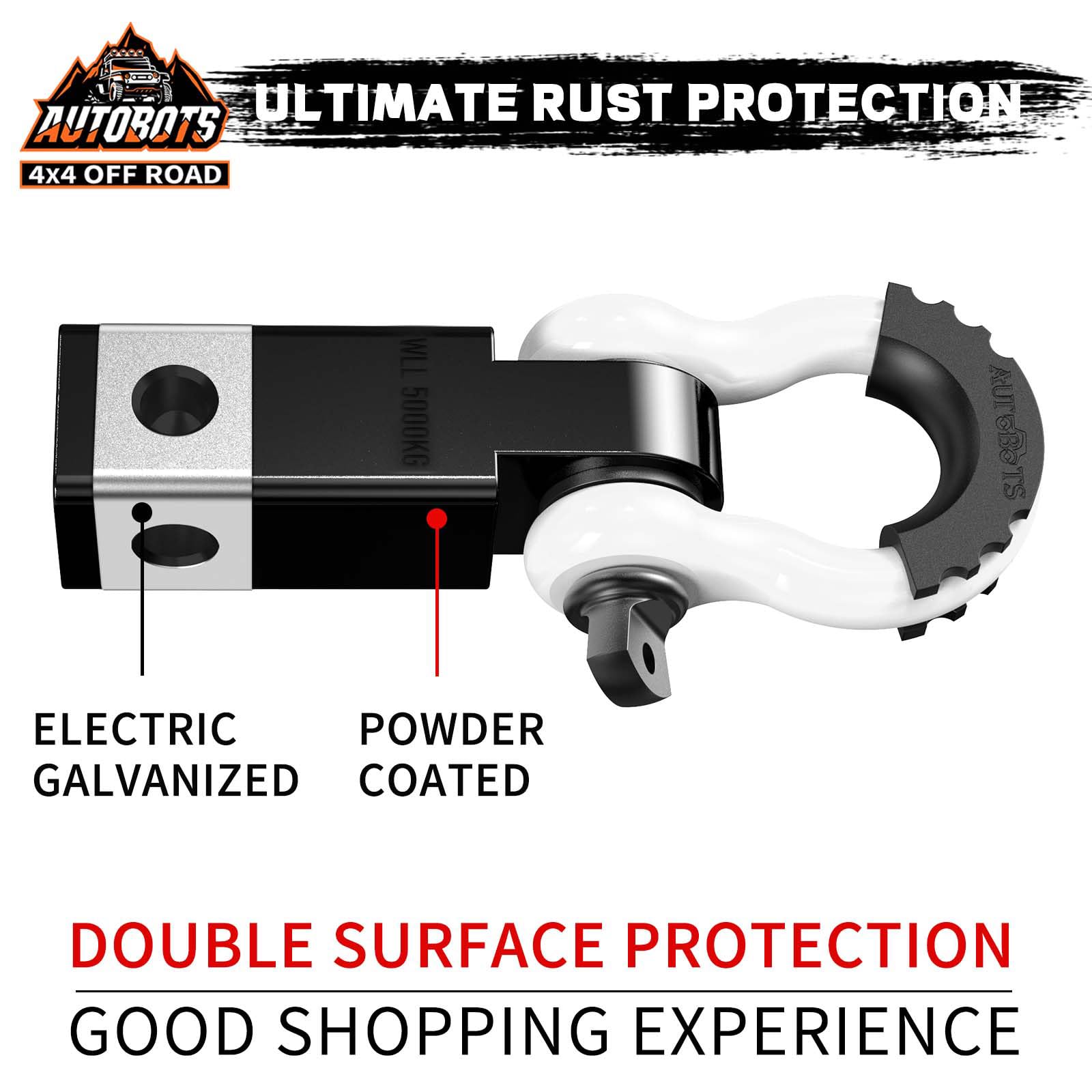AUTOBOTS 3-4 D-ring shackle demonstrates versatile recovery and towing options.