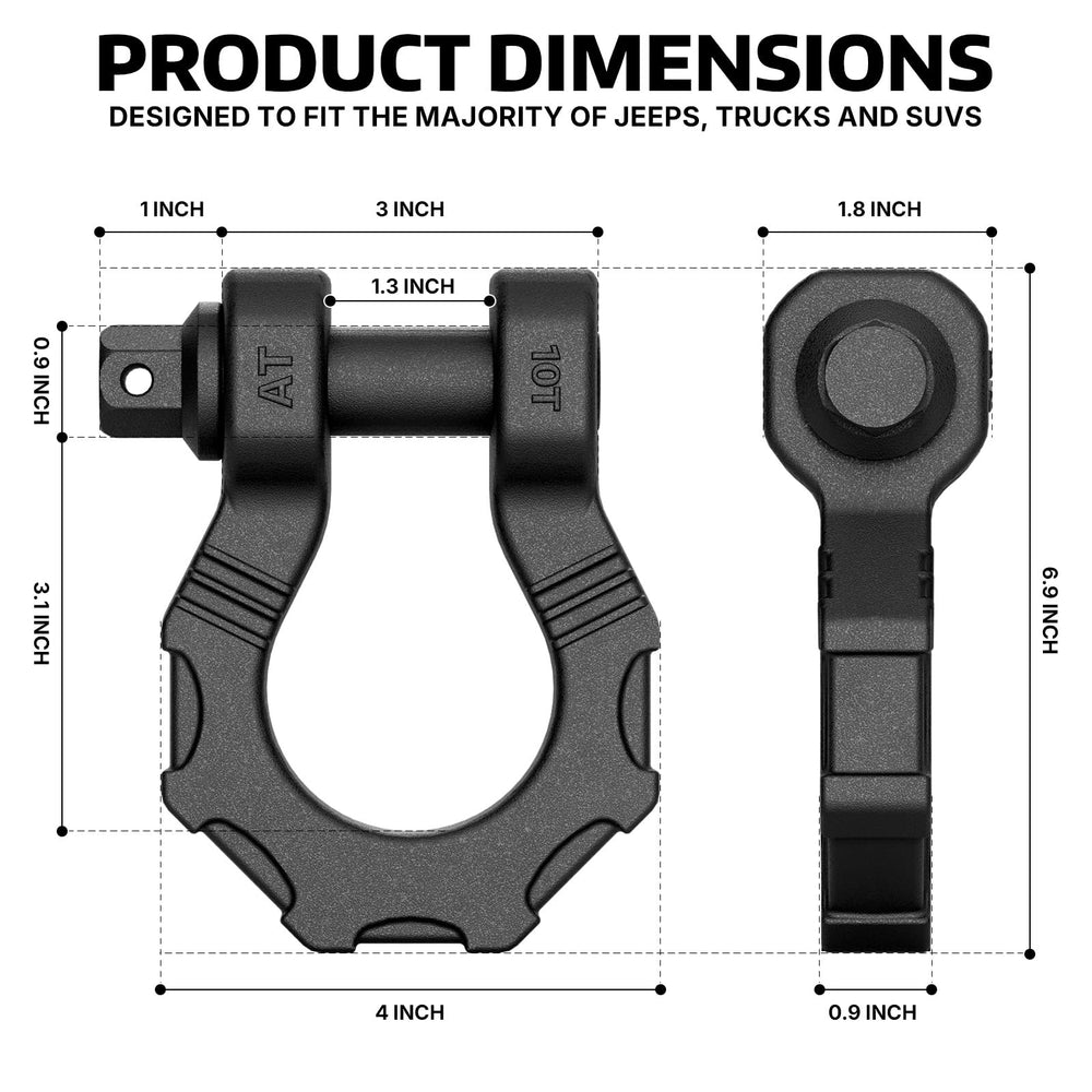 Autobots shackle compatible with snatch straps and recovery gear.