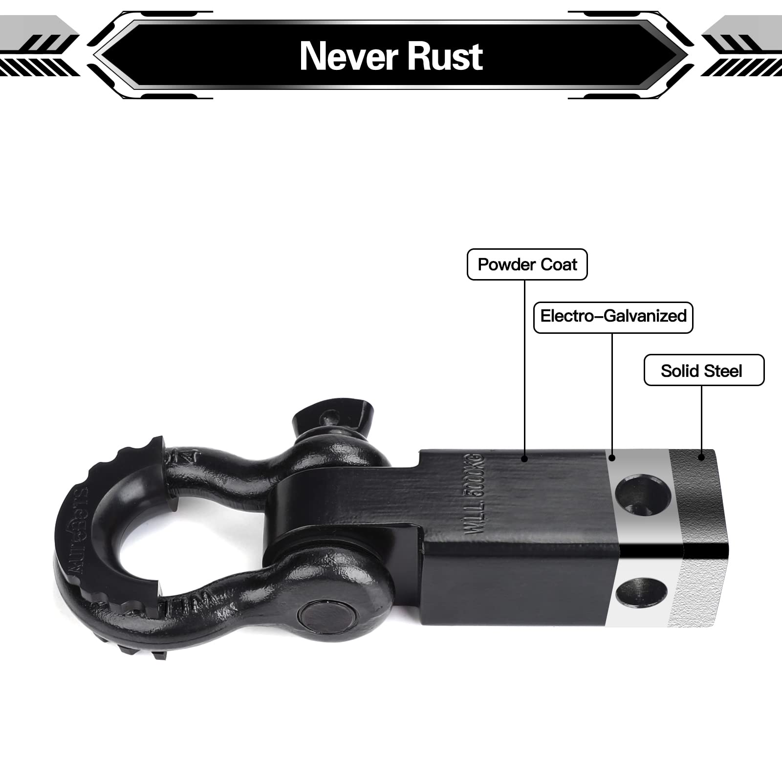 AUTOBOTS 3-4-inch D-ring showcases versatile anchor points for recovery setups.