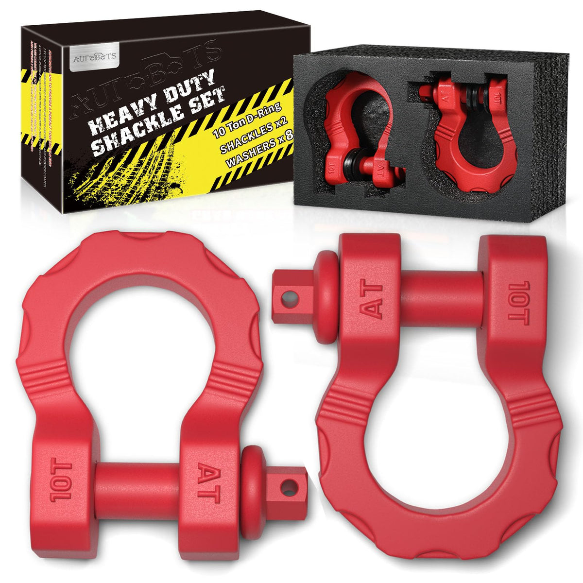 AUTOBOTS D Ring Shackle close-up showing 80000 lbs strength for rugged towing.