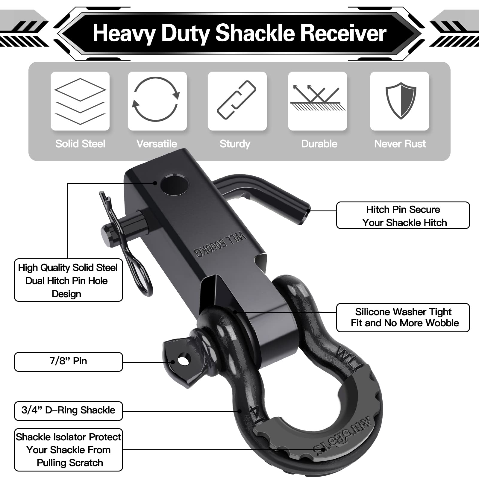 AUTOBOTS heavy-duty tow hitch with corrosion protection maintains performance in harsh weather.