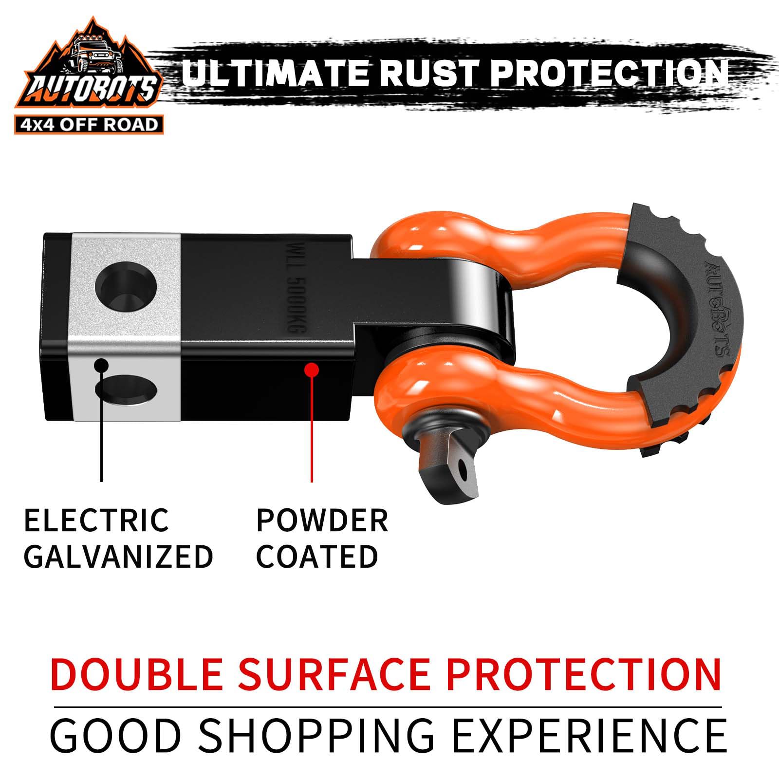AUTOBOTS 5/8 screw pin in use on shackle hitch for stable, easy hookups.