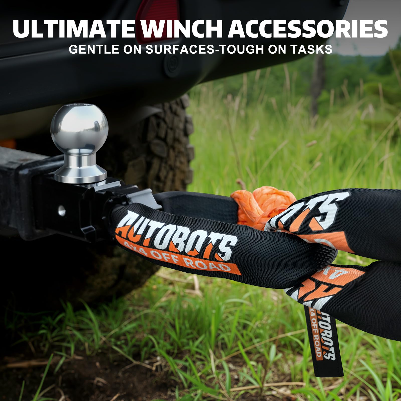 AUTOBOTS soft shackle in use on rugged trail for safe recoveries
