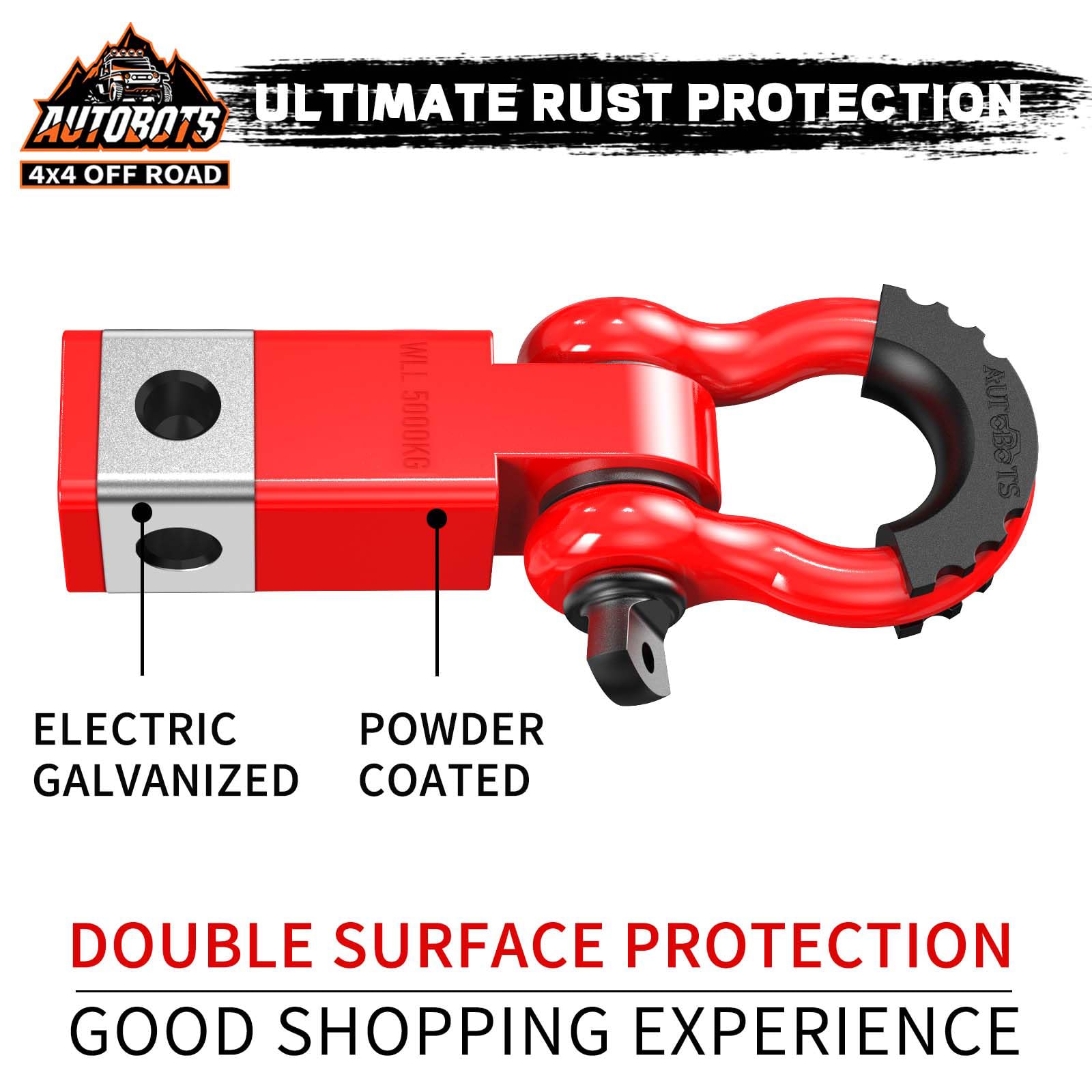 3/4 D-ring shackle and isolator reduce mounting scratches.