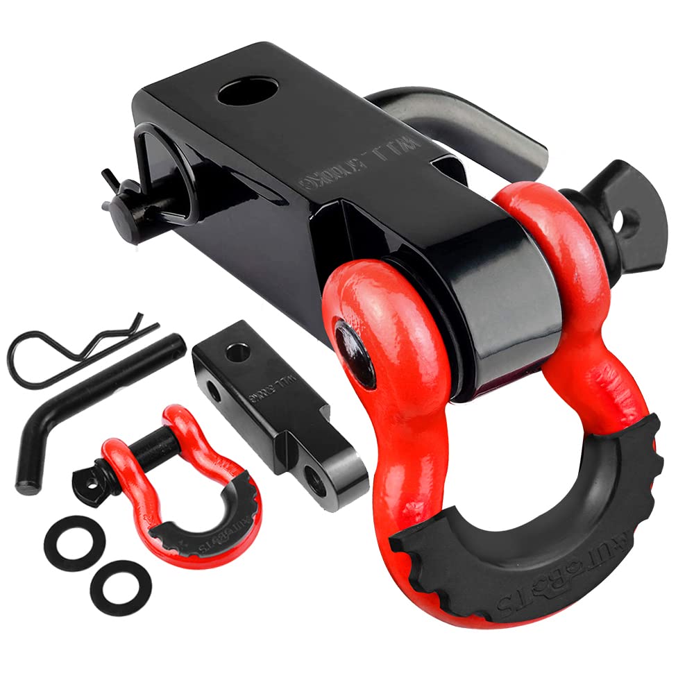 AUTOBOTS 2-inch tow hitch receiver in rugged red-black finish for heavy-duty towing.