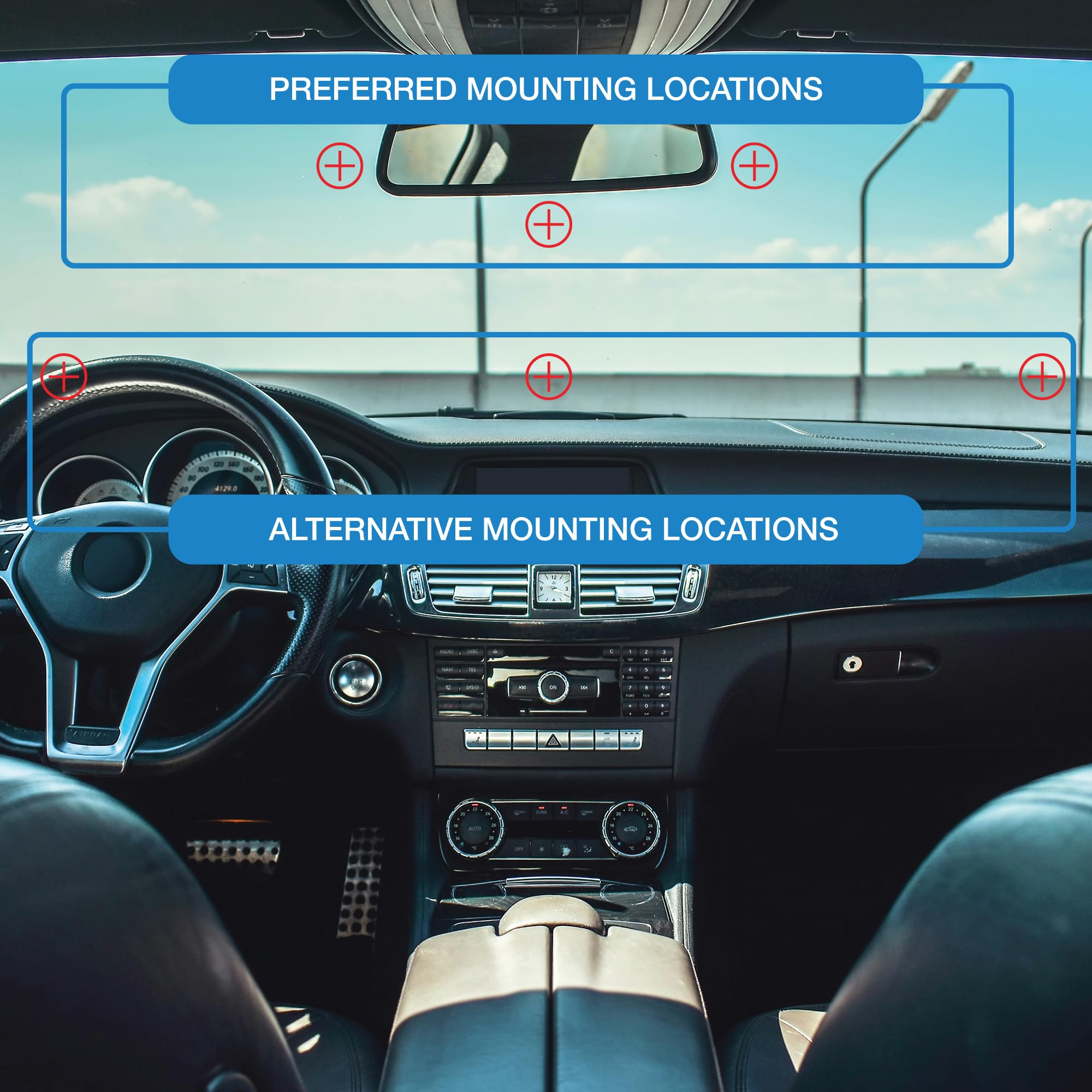 AUTOBOXCLUB EZ Pass Holder ships with four strips for versatile mounting