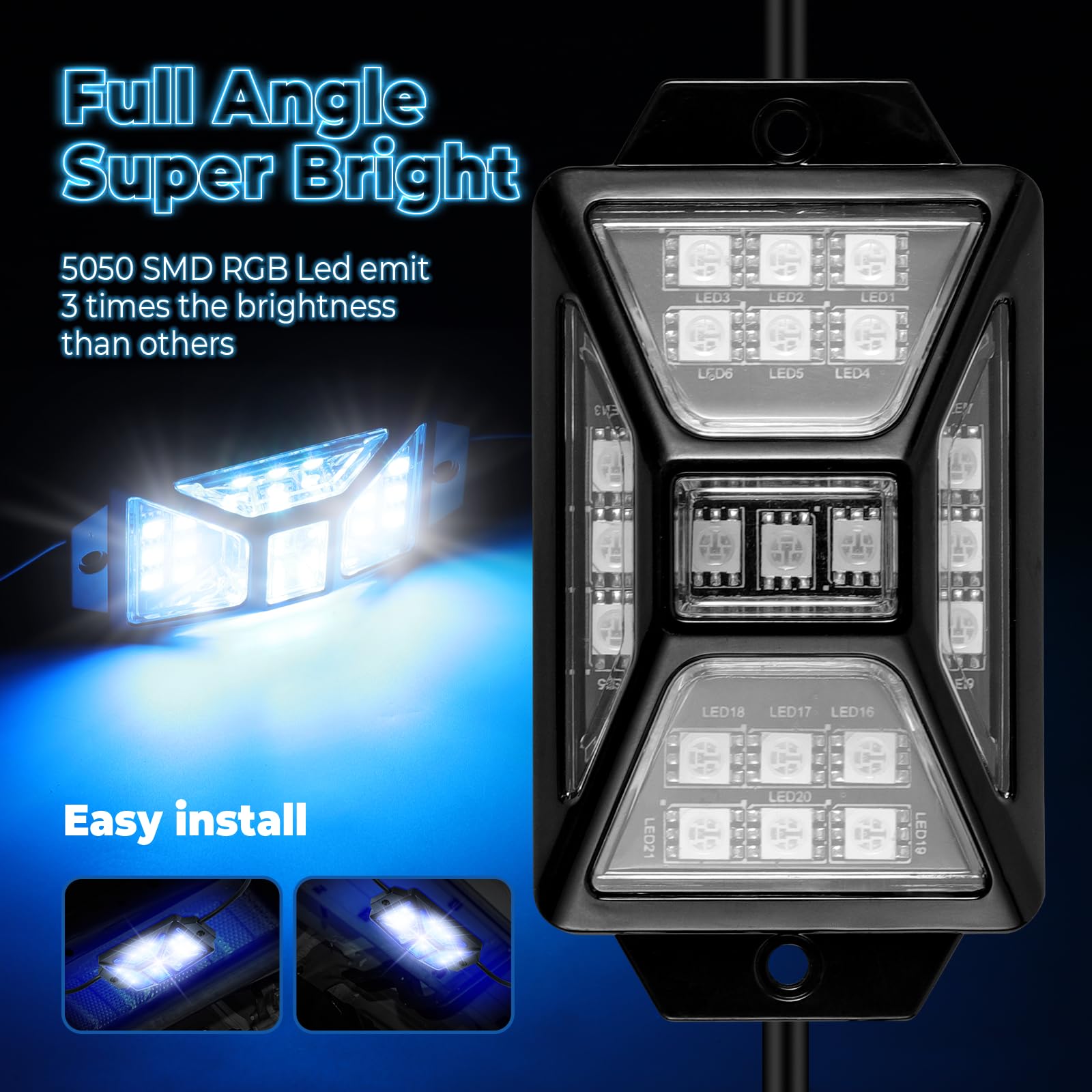 Auto Buero RGB rock lights underbody glow for enhanced vehicle presence