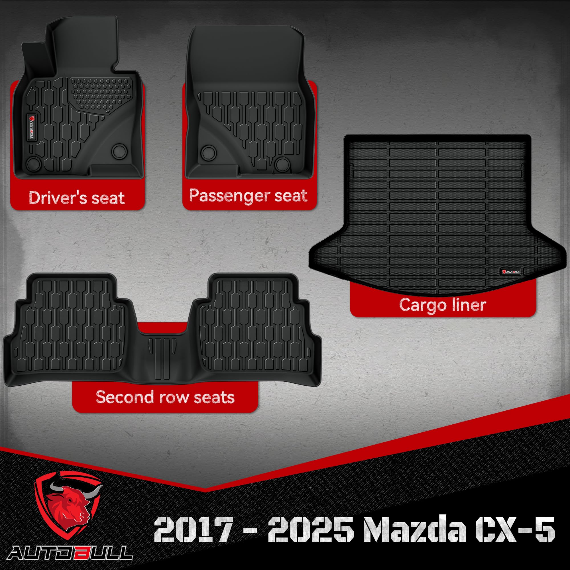 AutoBull CX-5 second row floor mats trap dirt for easy cleaning