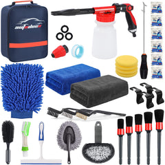 AUTODECO 33Pcs foam gun improves control for efficient car washing.