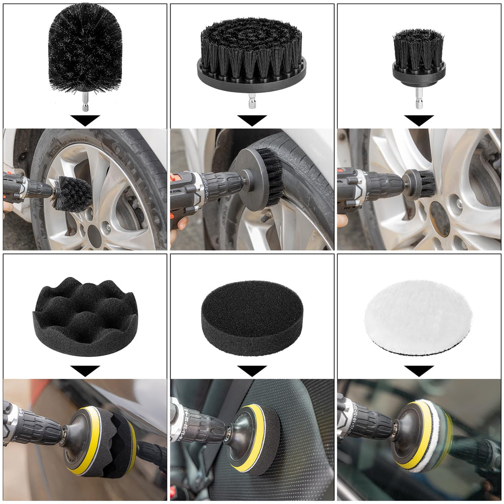 AUTODECO detailing brushes reaching tight corners and crevices