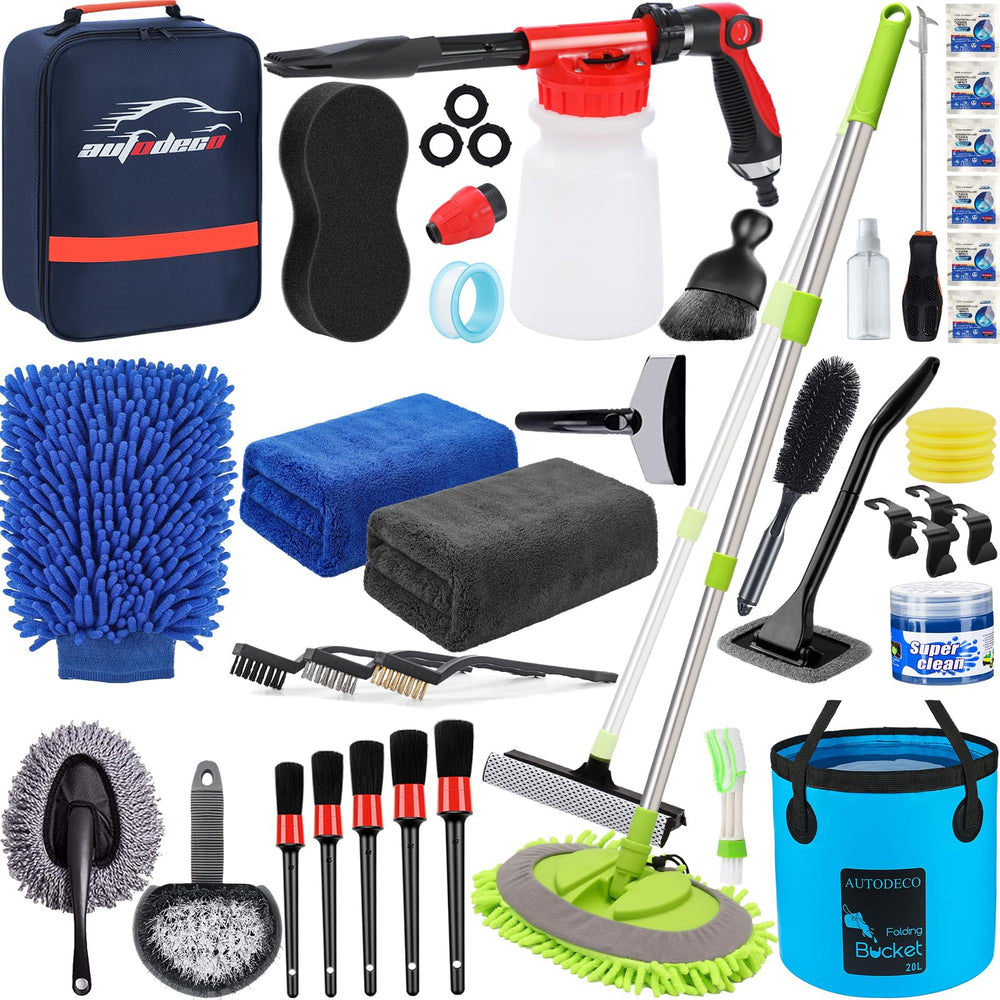 AUTODECO 42Pcs car wash kit foam gun for quick, even foam application