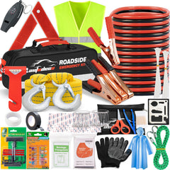 AUTODECO car emergency kit jumper cables for reliable roadside starts.