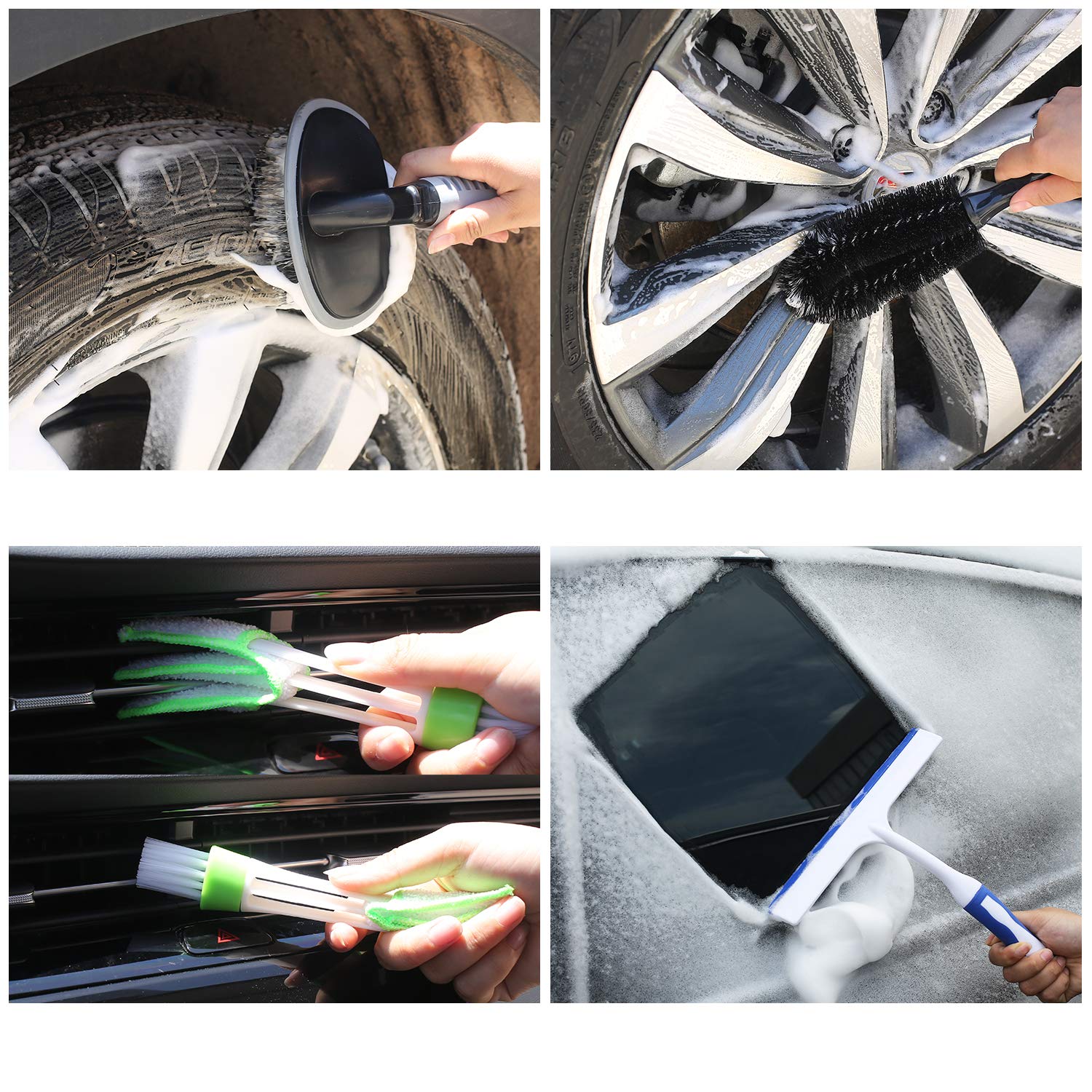 AUTODECO car tire brush tackles stubborn grime without scratching