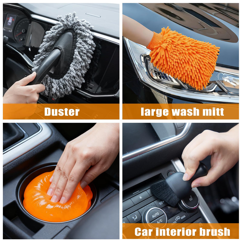 AUTODECO detail brush soft bristles cleans tight crevices and corners.