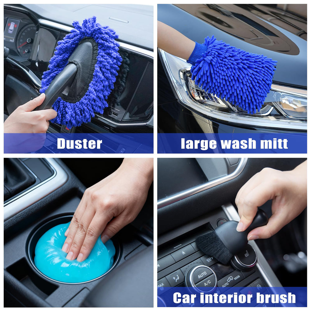 AUTODECO detail brush with soft bristles reaches tight corners safely.