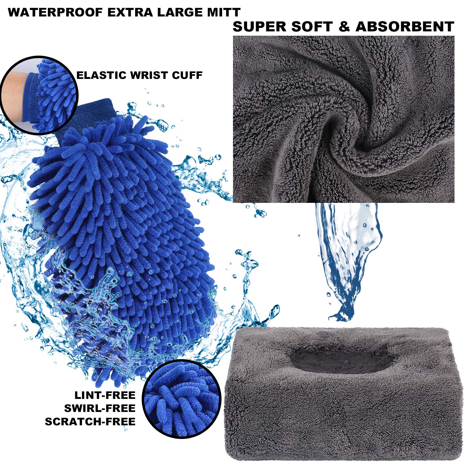 AUTODECO microfiber wash sponge provides plush suds and grime removal