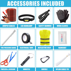 AUTODECO safety kit organized in backseat bag keeps essentials handy.