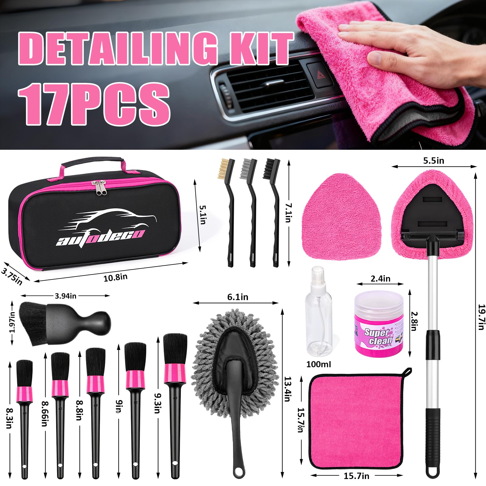 AUTODECO spray-bottle delivers convenient mist for targeted cleaning.
