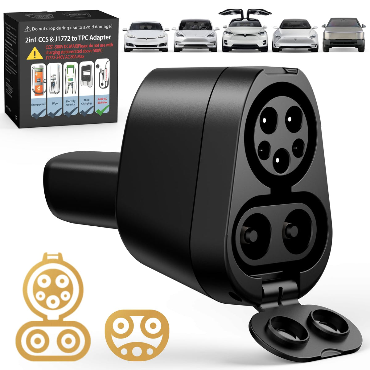 Autodecor 1Up CCS-J1772 to Tesla adapter package ready for setup