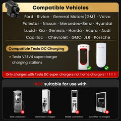 Autodecor 1Up NACS to CCS adapter side angle, easy integration with vehicle and charger.
