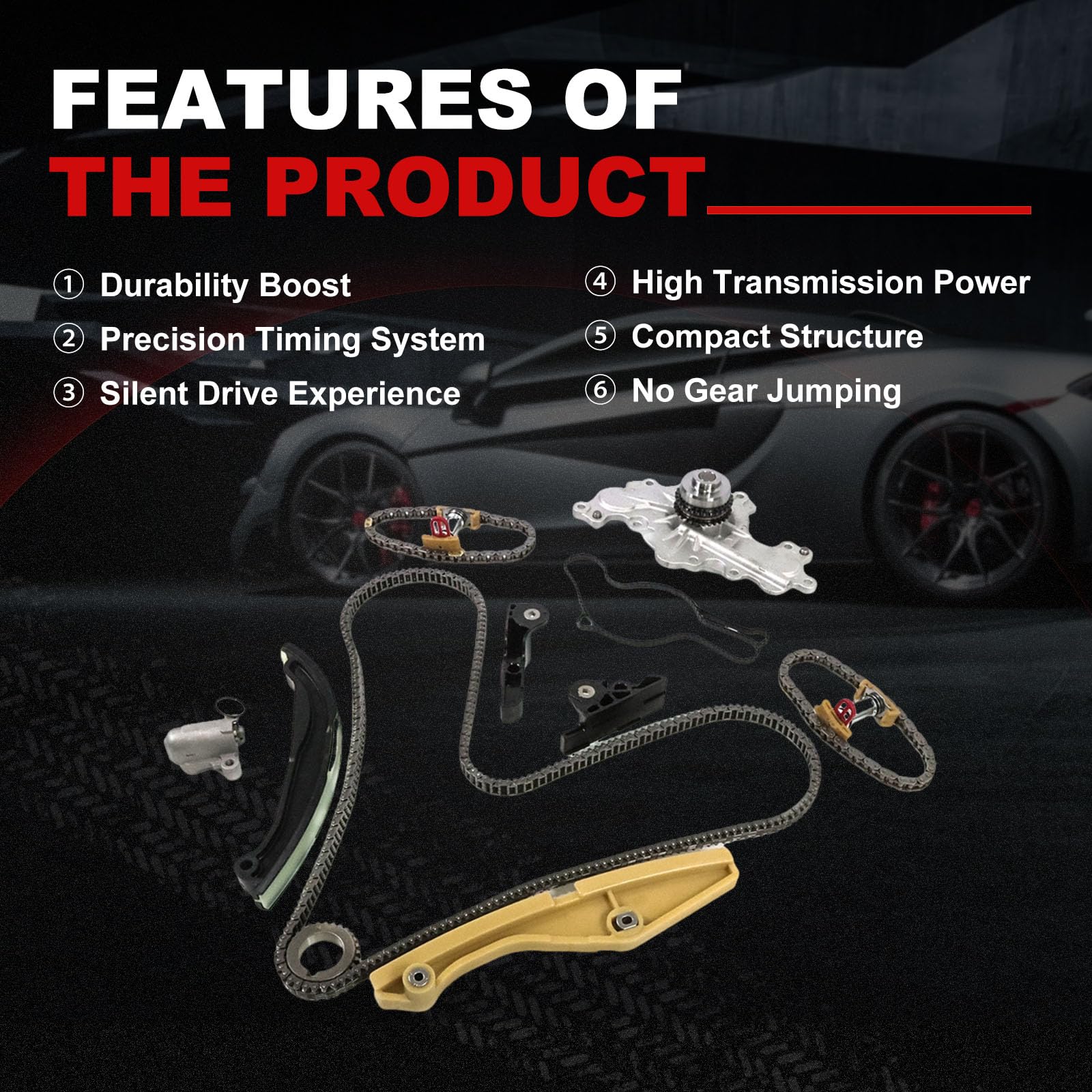 Autodevil timing chain kit compatibility chart showcasing Ford 3.5L and 3.7L fit