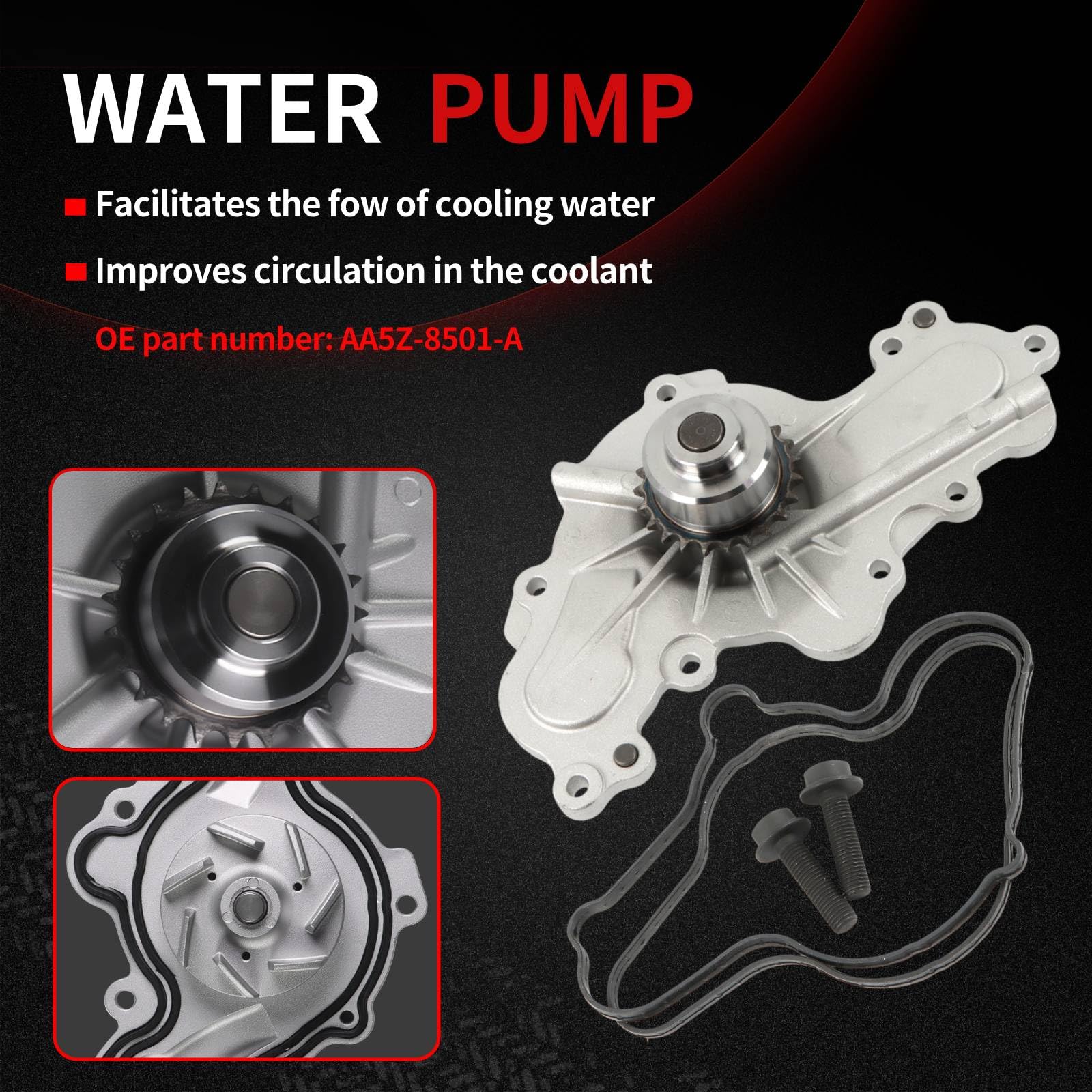 Autodevil water pump close-up showing durable gasket seal