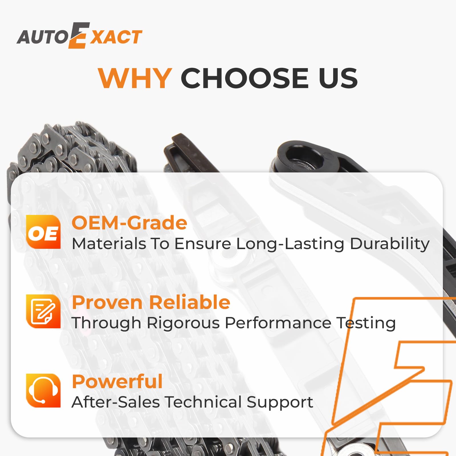 Autoexact 130286KA0A oil pump chain gear and crank gear assembly for synchronized timing.