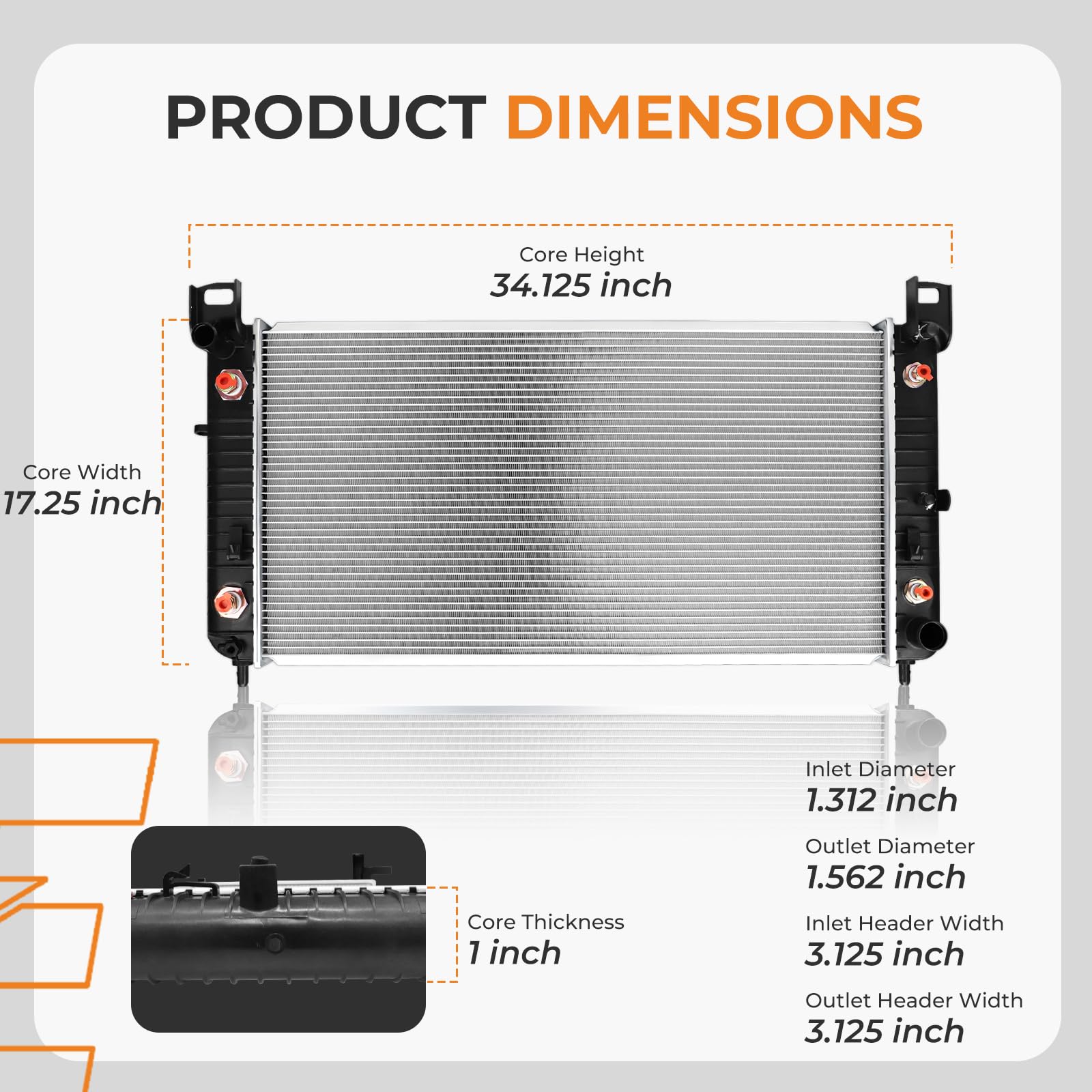 Autoexact 2370 radiator core-fin detail shows heat-dissipating fins.