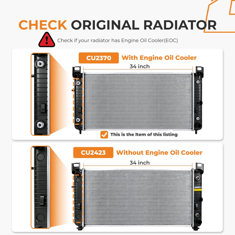 Autoexact 2370 radiator side-assembly view emphasizing OEM-fit design for simple installation.