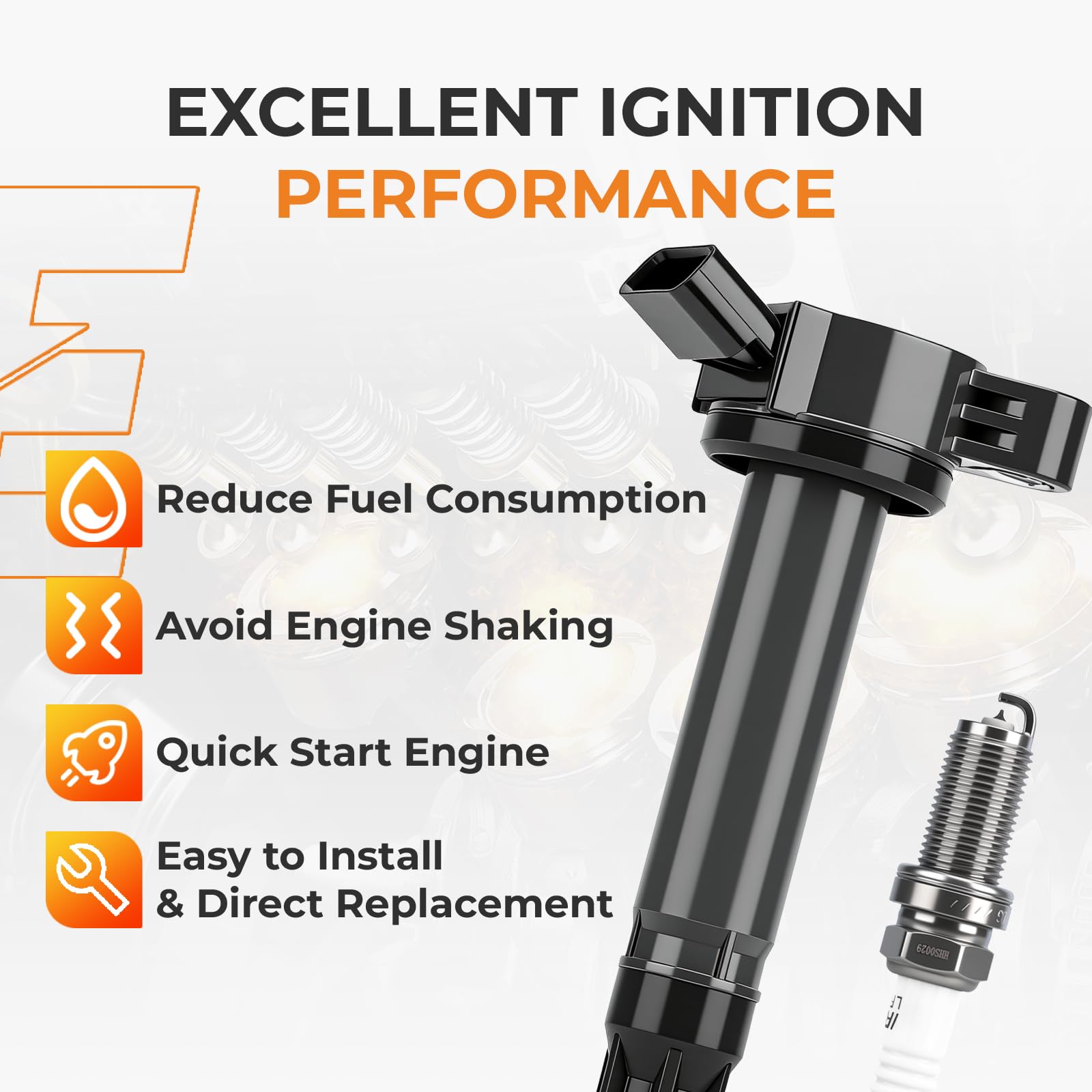 Autoexact iridium spark plugs delivering precise sparks for smoother acceleration.