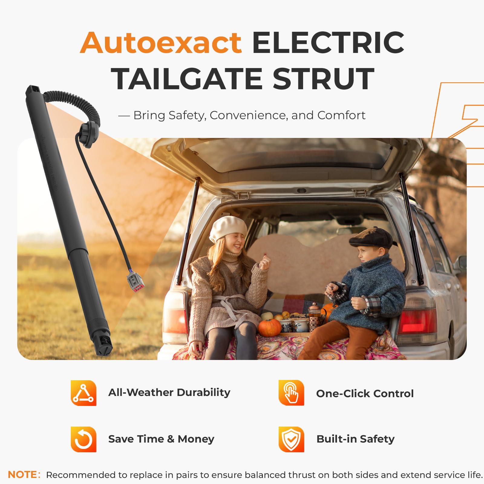 Autoexact power liftgate struts rear-hatch mount demonstrates reliable replacement hardware.