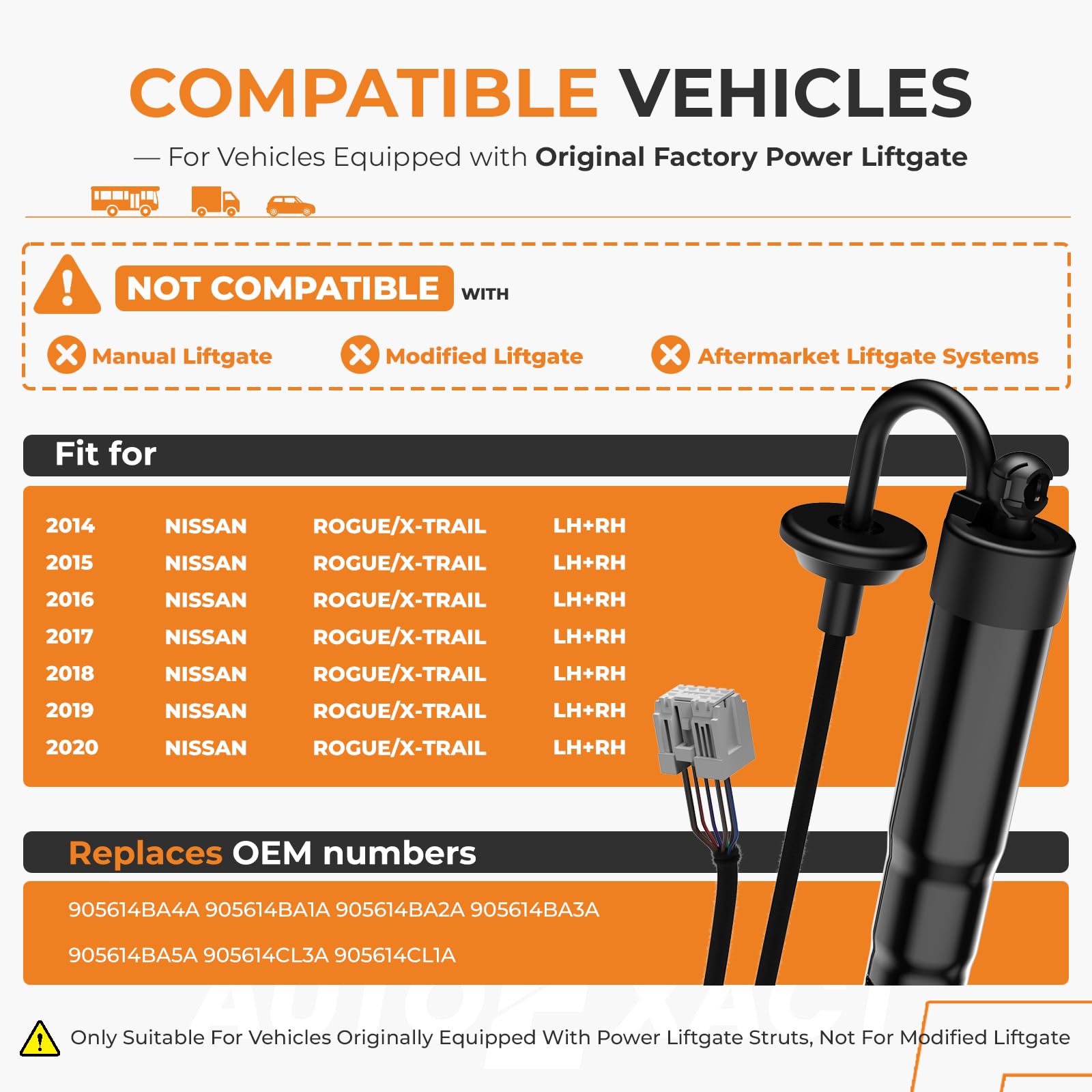 Autoexact left-side liftgate strut for Rogue improves opening smoothness