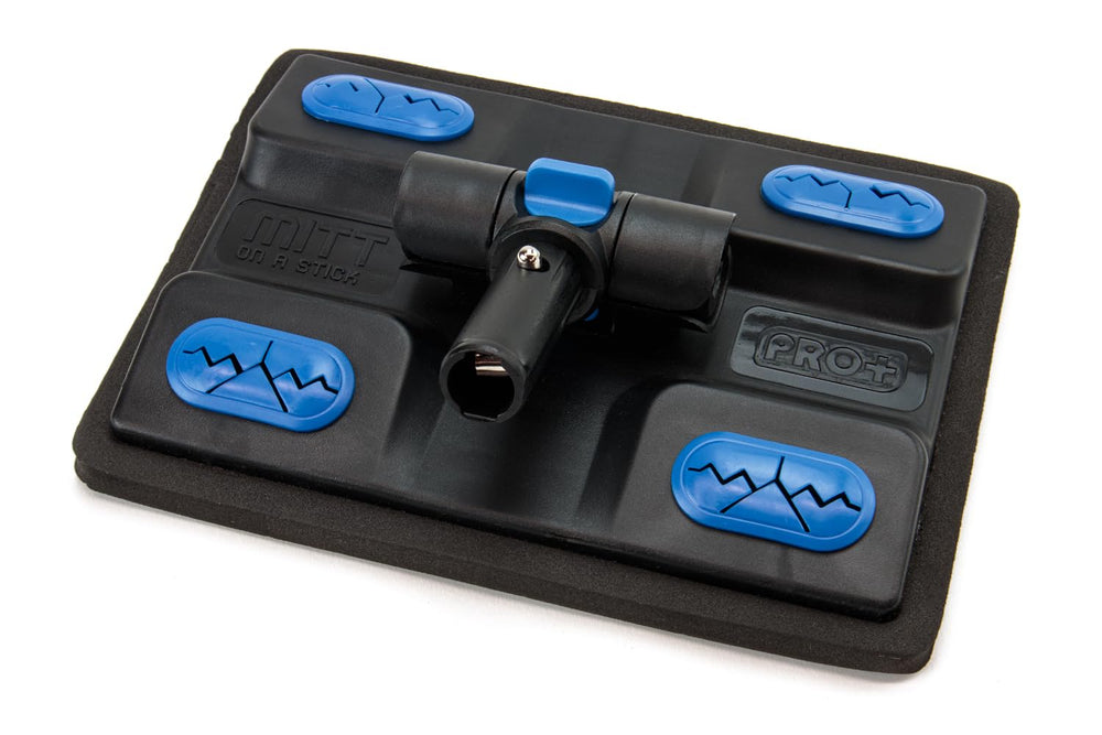 Autofiber Mitt on a Stick Pro Plus ergonomic padded grip reduces slips during detailing