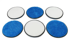 Autofiber U.F.O. Pads for upholstery and fabric; quick, low water cleaning with orbital tools.