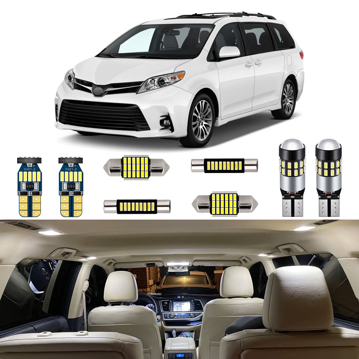 AUTOGINE 15-piece LED kit for Toyota Sienna packaging upgrade