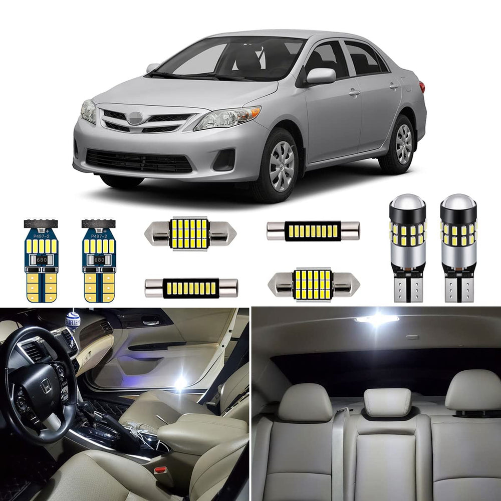 AUTOGINE Corolla interior light kit overview showing 6000K brightness.