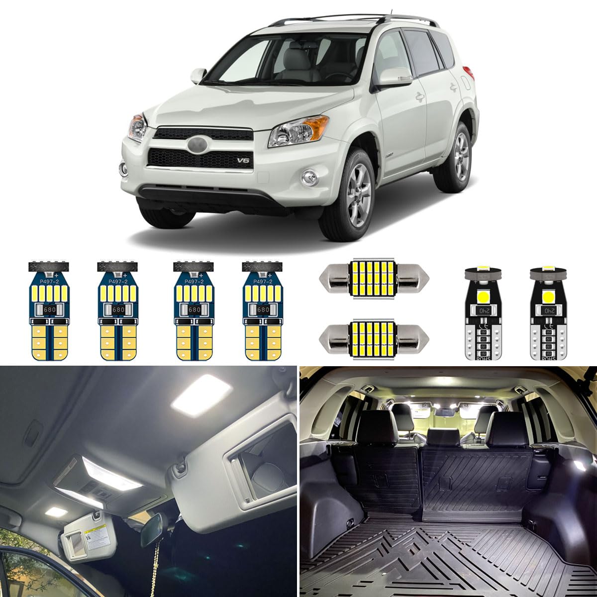 AUTOGINE RAV4 map lights brighten the cabin for night driving.