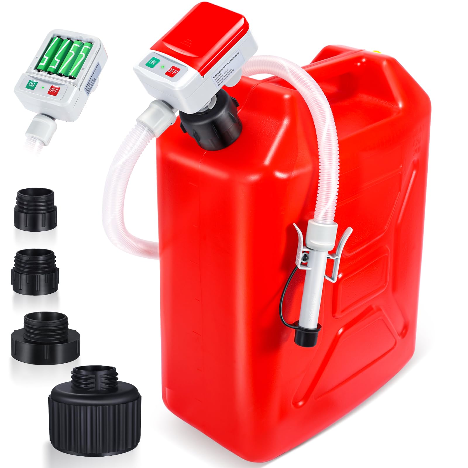 AUTOJDM fuel transfer pump with auto-stop sensor preventing spills during refueling