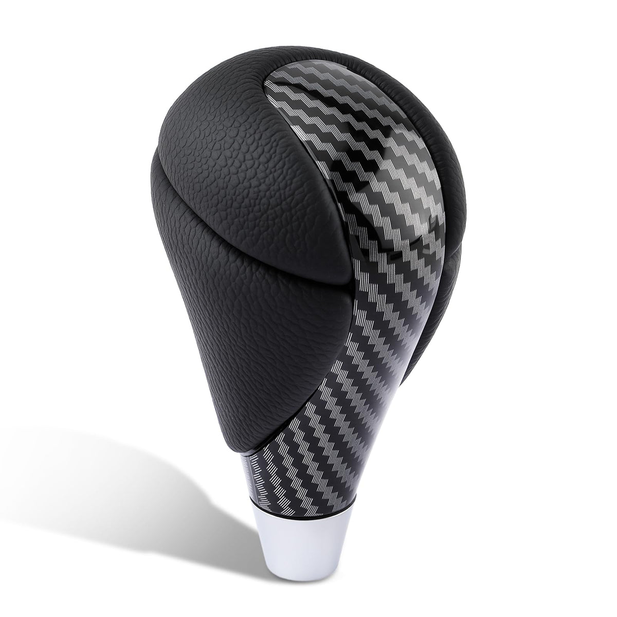 AUTOKAY carbon fiber gear shift knob close-up on a Lexus, highlighting premium grip.