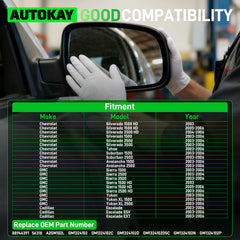 AUTOKAY Chevy Avalanche side mirror glass improves rain visibility with heat