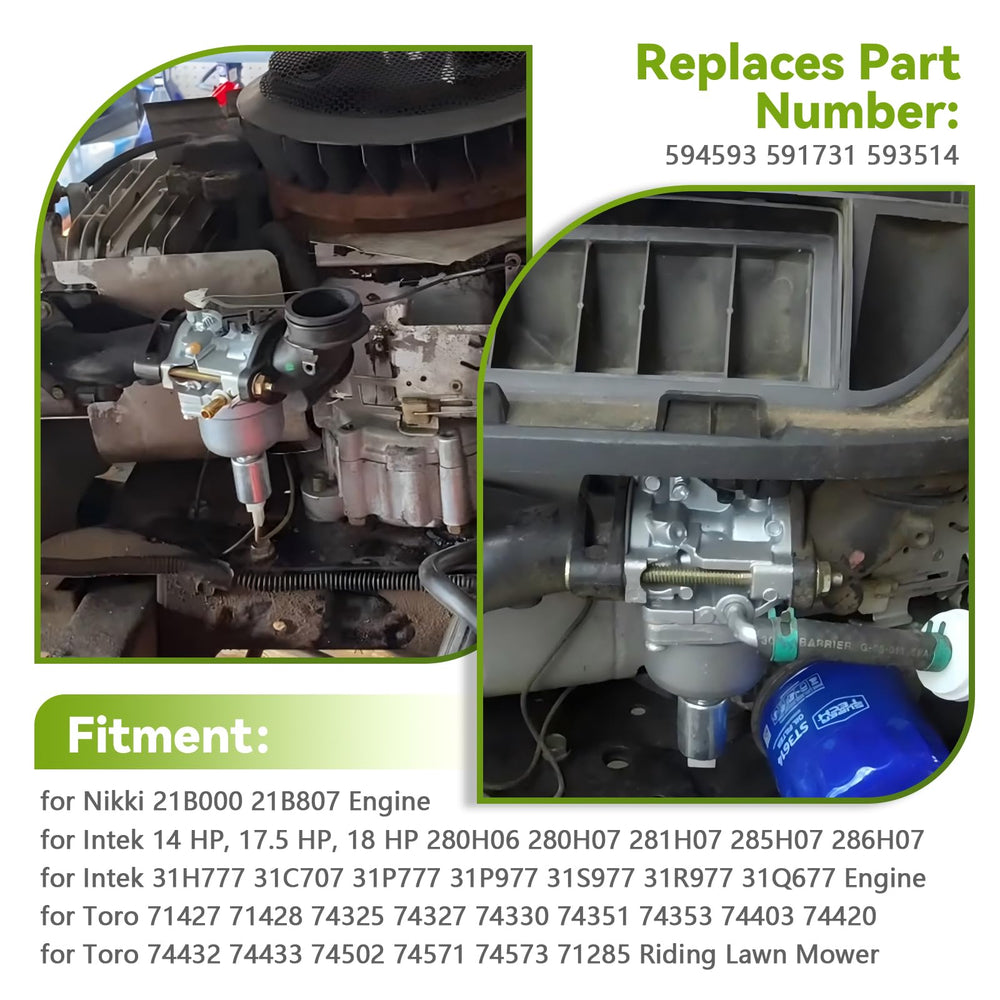 AUTOKAY engine fitment list shows broad compatibility with Nikki, Intek, and Toro engines