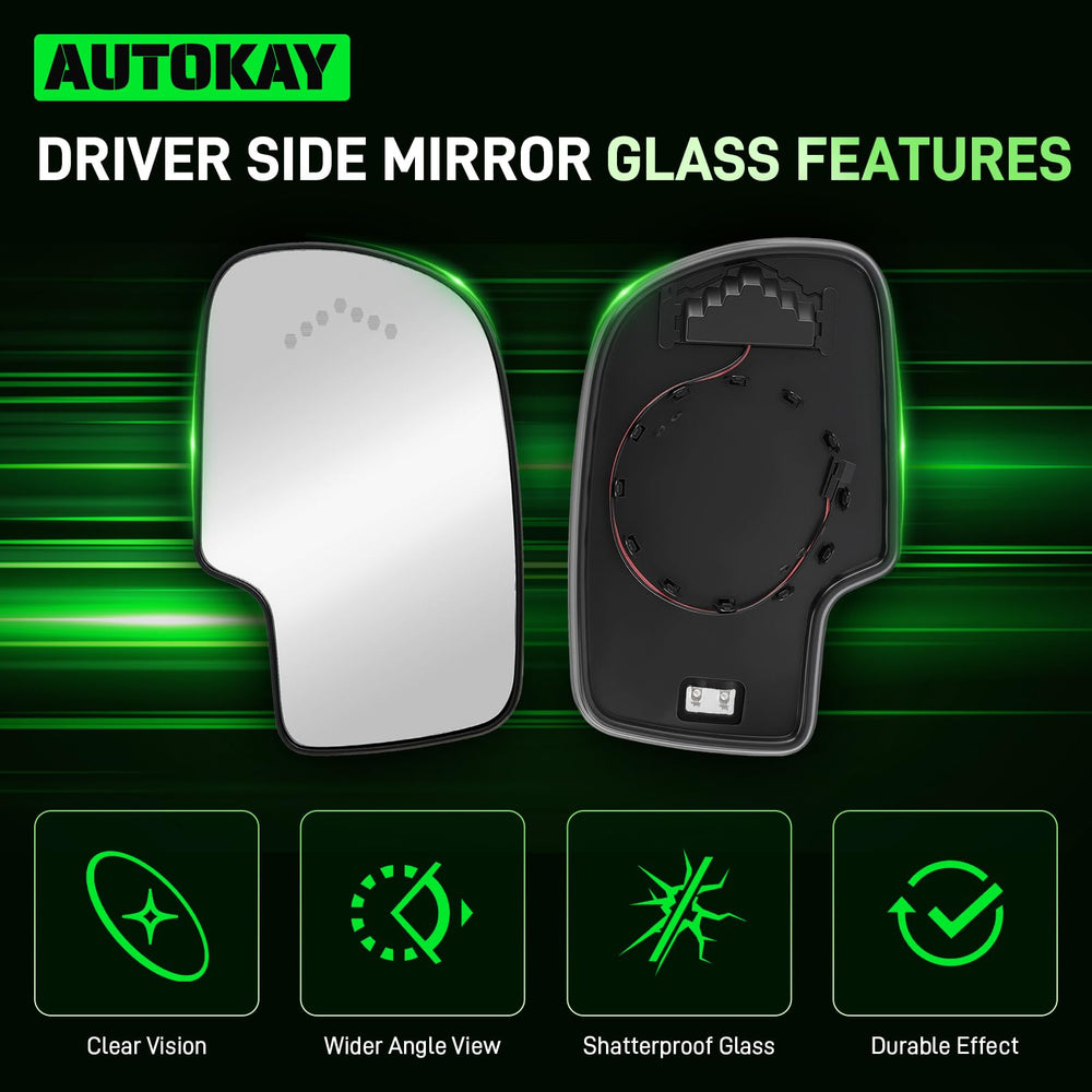 AUTOKAY GMC Sierra Yukon mirror glass replacement for durable performance