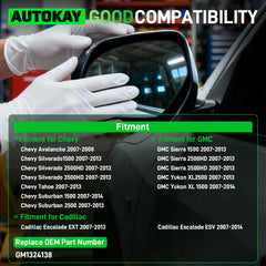 AUTOKAY heated mirror glass assembly defogs in rain or frost for clearer viewing.