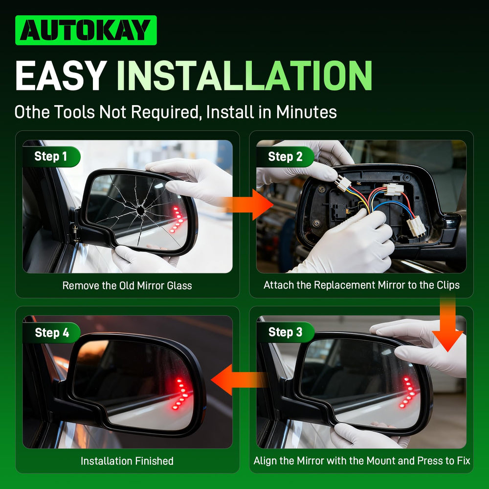 AUTOKAY left driver glass replacement for easy, plug-and-play fit