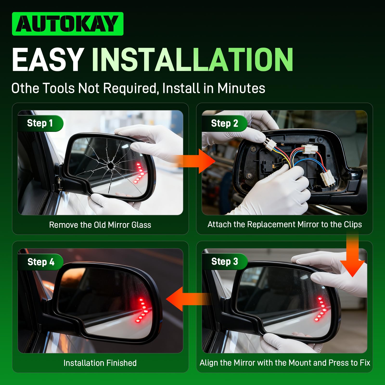 AUTOKAY perfect-fitment right mirror angle ensures confident roadside visibility.